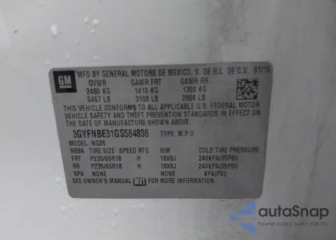 2016 Cadillac Srx Luxury Collection from USA, damaged, VIN 3GYFNBE31GS584836